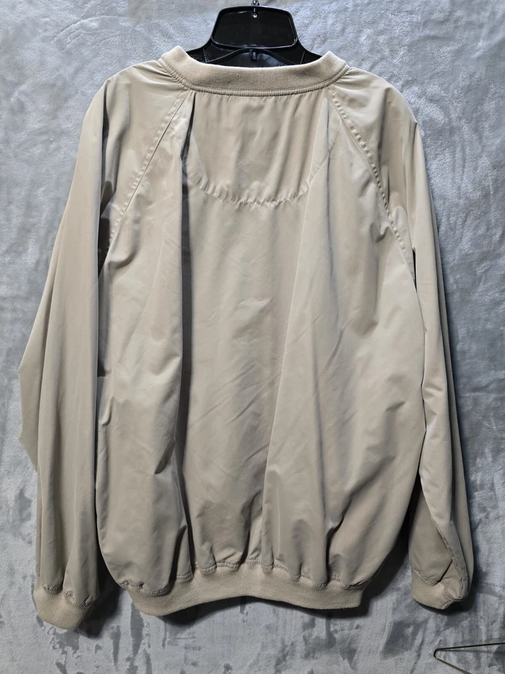 Vintage Grand Slam Golf Windbreaker Jacket Mens L Tan 90s V Neck Pullover Pocket - Image 4 of 4