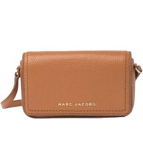 Marc Jacobs Flap Pebble Leather Small Crossbody Bag in Smoked Almond