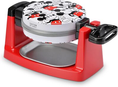 Disney Mickey Mouse Flip-Over Bubble Waffle Maker White, Red, Black 