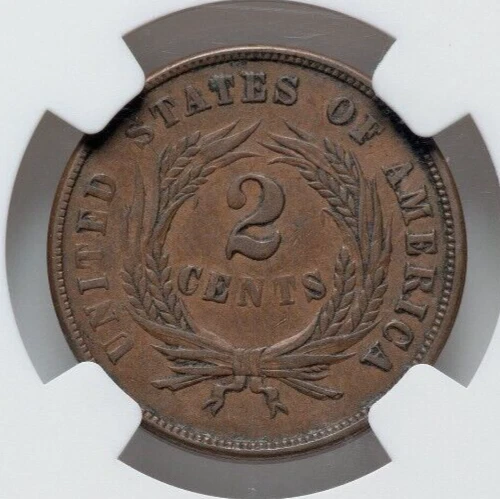 1864 2C NGC AU53  Two Cent SMALL MOTTO Scarce coin FREE SHIPPING FED EX 2 DAY - Image 4 of 4