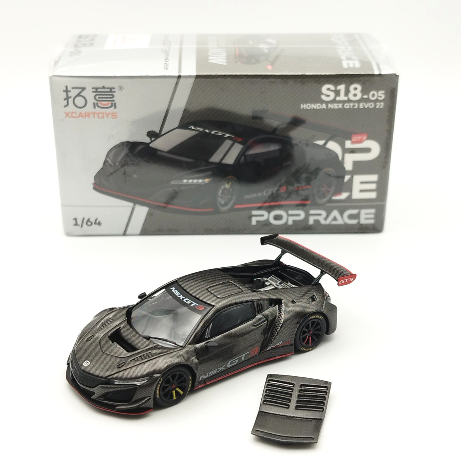 Honda NSX GT3 Evo 22 Pop Race 1:64 modèle réduit en carbone pour diorama de course automobile