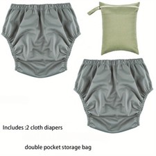 2Pack Adult Washable Incontinence Underwear Diaper Pants Reusable Leakproof Bag