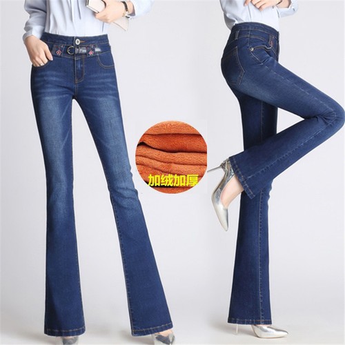 Womens Warm Fleece Lined Bootcut Jeans 