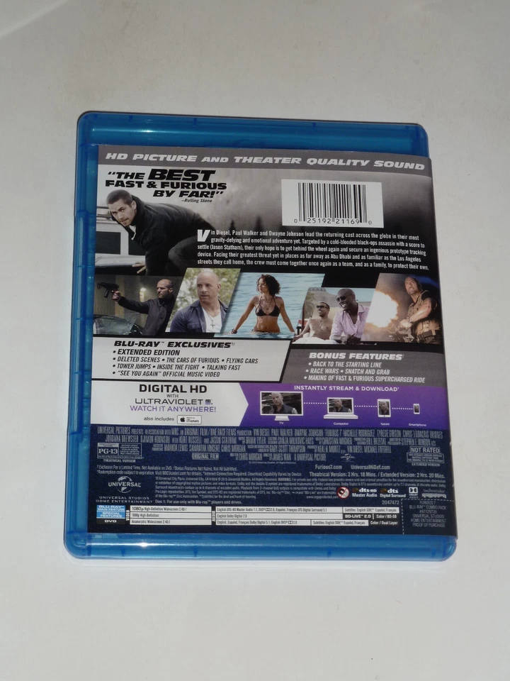 Furious 7 Blu-ray & DVD set 2015 action movie sequel Fast and the Furious Series - Image 3 of 4