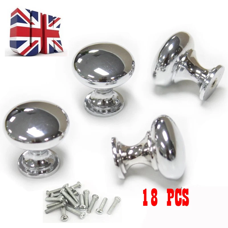 Polished Chrome Stainless Door Knobs Cupboard Drawer Cabinet Handles Kitchen UK - Image 3 of 4