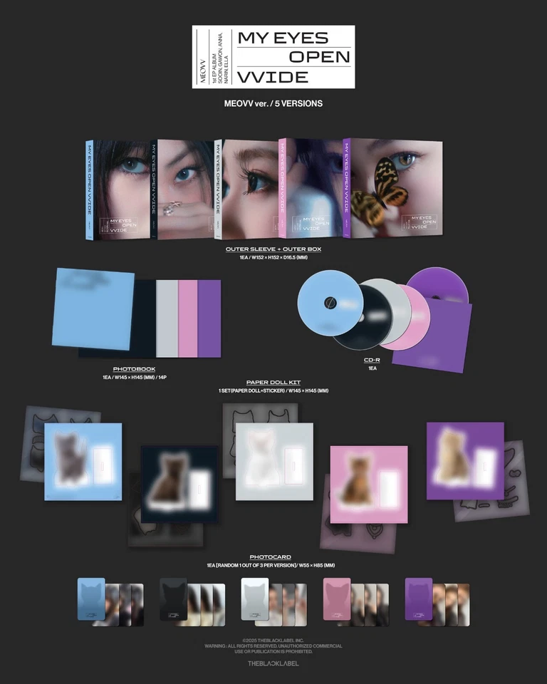 K-POP MEOVV 1st EP Album MY EYES OPEN VVIDE MEOVV Ver. CD+P.Book+Doll Kit+P.Card Foto 2 de 4