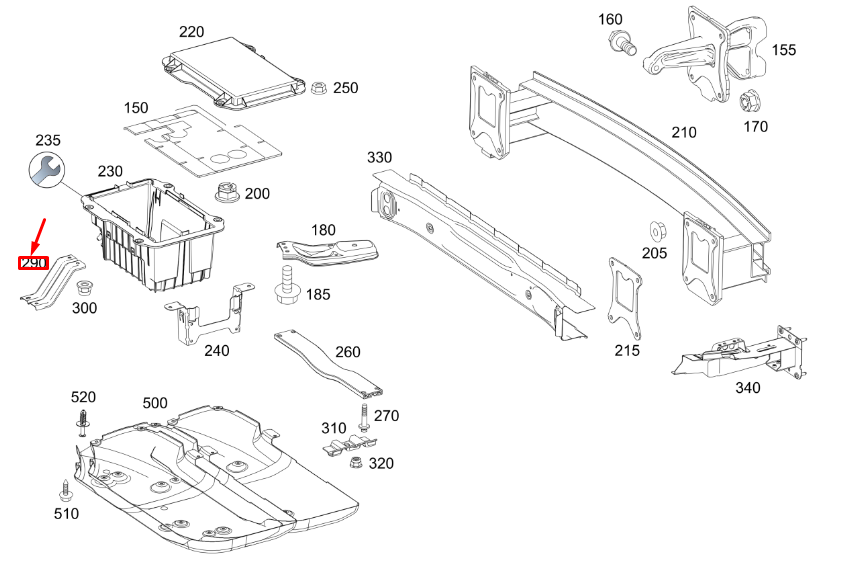Support de batterie arrière MERCEDES-BENZ GLE W167 A1676193500
