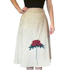 VTG 1970s Wool Tweed High Waisted Midi Wrap Peasant Skirt Floral 28" Waist