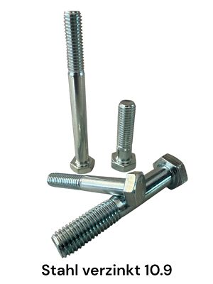 Sechskantschraube M8 DIN 931 10.9 M 8 x 35 - 150 mm Stahl verzinkt ISO 4014