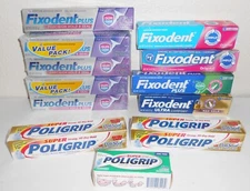 Fixodent & Poligrip Lot of 12 Boxes Denture Adhesive Cream Scope Original Ultra
