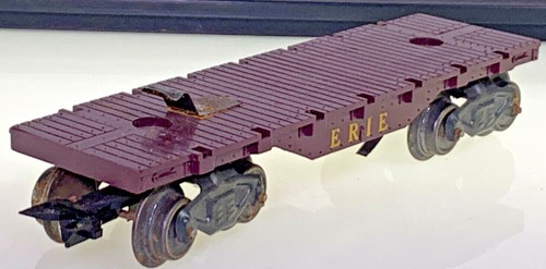 Marx Erie Flat Piggyback Red Car With Clip - Picture 4 of 9