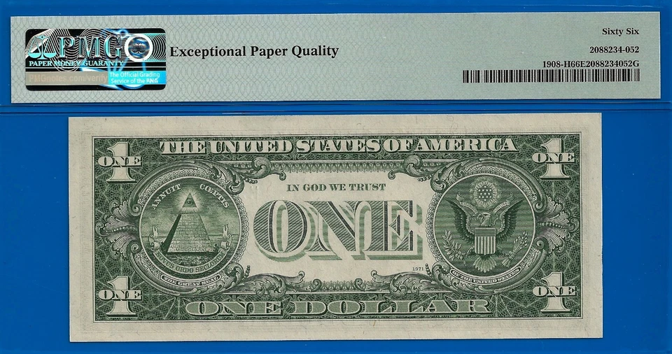 1974 $1 Federal Reserve Note PMG 66EPQ - Near Solid Serial Number 33033333 - Image 4 of 4