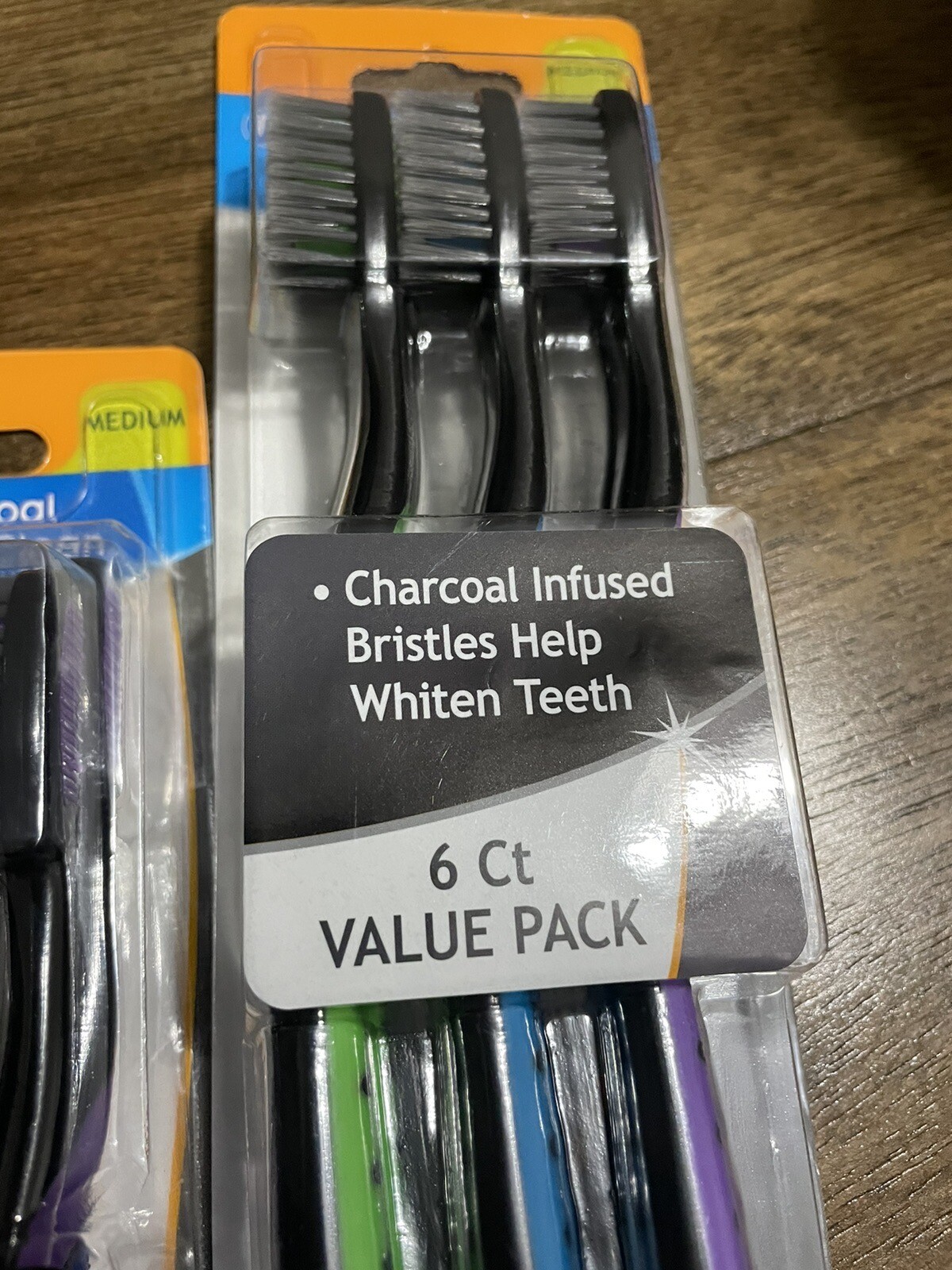 (3)  6 Packs.  Charcoal Infused Toothbrush  To Whiten Teeth 