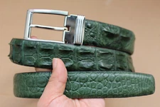 Green Genuine Croc Leather Men's Belt - W 1.3"