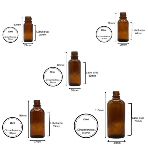 AMBER Glass Spray Bottles WHITE Atomiser Mist Spray Sprayer Refillable 10 -100ml - Picture 4 of 5