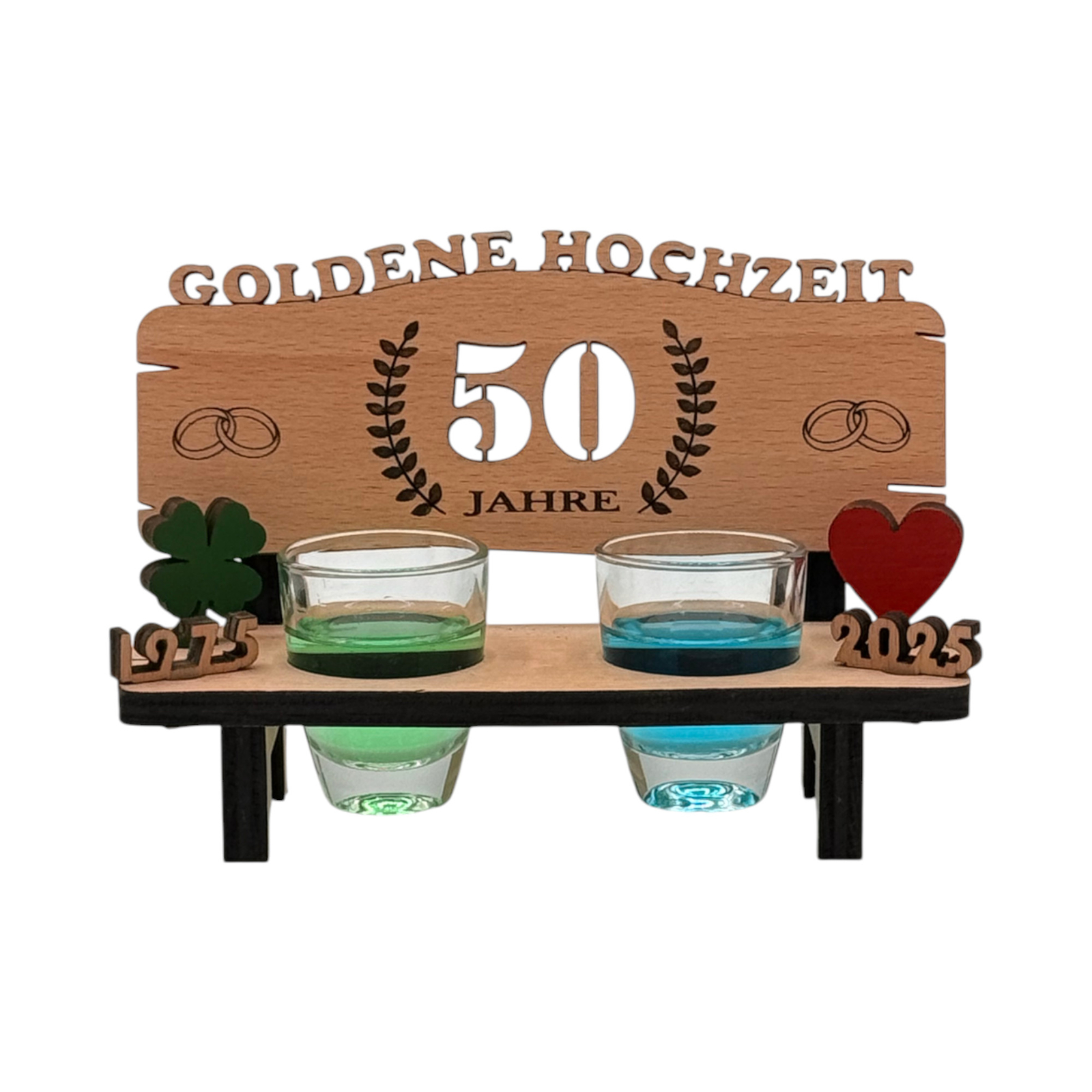 Schnapsbank mit Gravur 'Hochzeitsjubiläum' Geschenk für Jahrestag Hochzeitstag