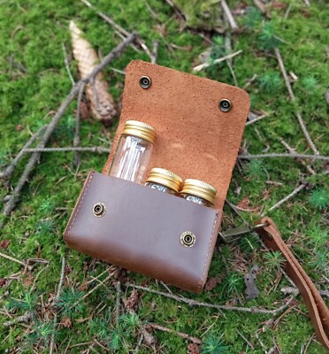 Leder Gewürztasche inkl. Fläschchen Bushcraft Outdoor Survival Camping Trekking 