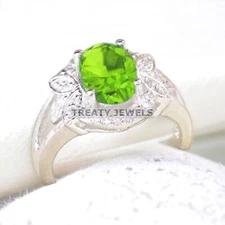 Peridot Oval Cut Gemstone With 925 Sterling Silver Ring For Men's #A476