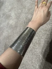 Cuff Silver Bracelet Bangle Wedding  Cuff  Metal Costume Statement Armor Bracer