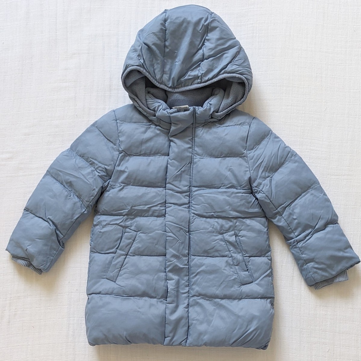 Uniqlo Long Puffer Jacket Coat Kids 3T Boys Girls Hooded Fleece
