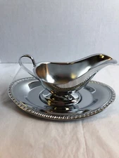 Vintage Shelton-Ware Non-Tarnish Carefree Ever Bright Chrome Gravy Boat & Tray 