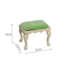 1/12 Scale Dollhouse Miniatures Pocket Furniture Blank Stool Green Cushion Decor