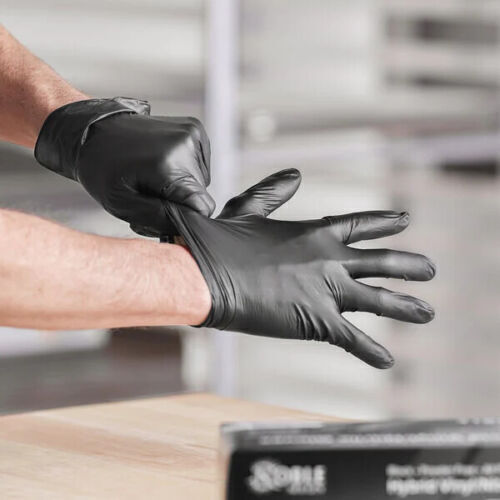 NITRILE GLOVES POWDER FREE LATEX BLACK STRONG & DURABLE COMFIT