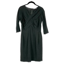 Nina Ricci Vintage Black Wool-Blend Crepe Cocktail Sheath Dress FR38/US Small