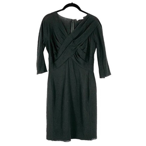 Nina Ricci, Nina Ricci Vintage Black Wool-Blend Crepe Cocktail Sheath Dress FR38/US Small