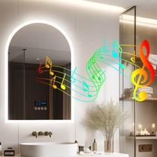 Specchio bagno retroilluminato LED ad arco musica altoparlante Bluetooth specchio vanità 3 colori