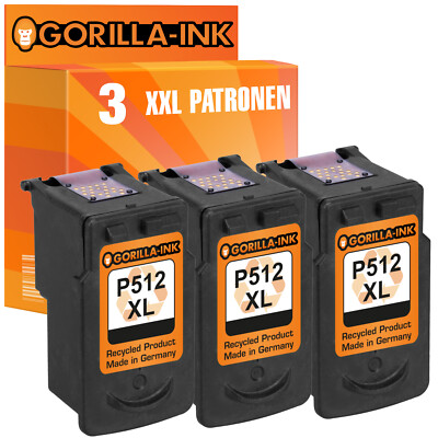 3 Patronen XL Black für Canon PG512 Pixma IP 2700 MP 230 MP 235 MP 240 MP 250
