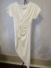 Women’s White Medium Faux Wrap Midi Dress