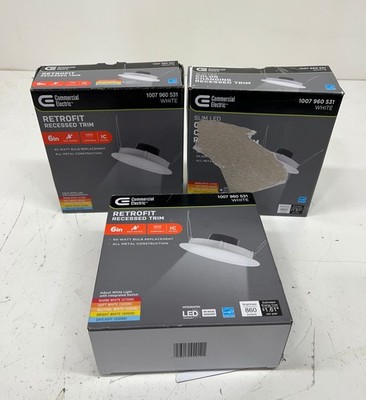3 Pack Commercial Electric LED 6 inch Ultra Slim Color Select Recessed Light