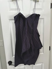 VTG Rare Find! ‘Fifth Avenue Shoe Repair’ Plaid Draped Cocktail  Dress Purple M
