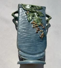 Antique Roseville Art Pottery Square Vase 36-9” Bushberry Blue USA