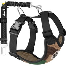 Sicheres und bequemes Hundegeschirr für Auto - Atmungsaktiv in Camouflage S