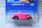 VINTAGE 1996 Hot Wheels MUSCLE pink 3-WINDOW '34 FORD COUPE #451 metal base 7sp