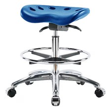 Zoro Select Ptmbso-Cr-Cf-Cc-Blu Tractor Stool, Polyurethane, Blue, 20 In To 28,