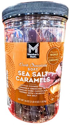 Member's Mark Dark Chocolate Soft Sea Salt Caramels 36 Oz EXP 10/2026