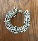 VTG SIGNED MIRIAM HASKELL Baroque Pearl Multi-Strand Bracelet Gold Clasp - Gray