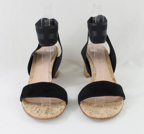 Gianvito Rossi authentisch schwarz Wildleder Stretch Riemen Kork Absatz Schuh 37 1/2 7,5 - Bild 2 von 7