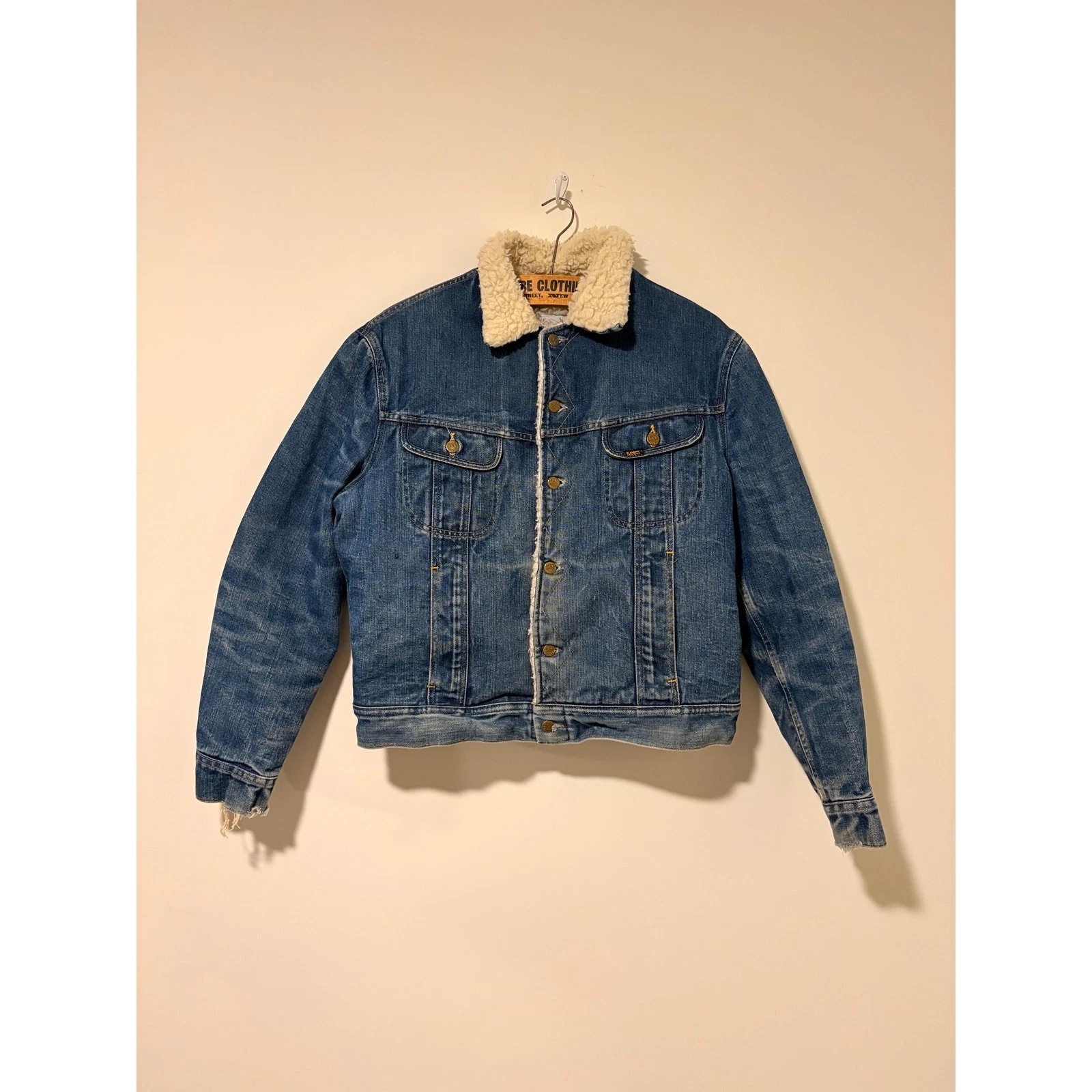 70s vintage Lee storm rider sherpa lined denim jacket size 46 Long 541223