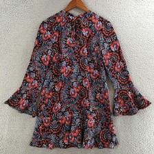Xhilaration Mini Dress Womens XS Bell Sleeves Floral Print Casual Multicolor