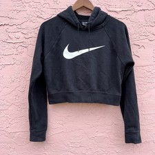 Nike Sweatshirt Hoodie Cropped Black Size Medium