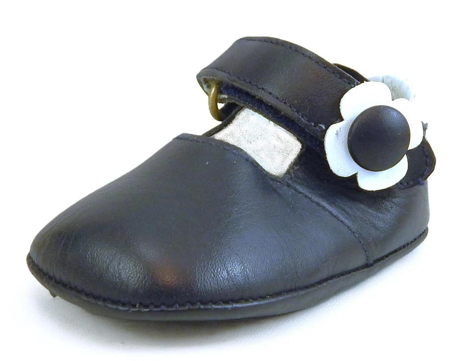 DE OSU/FARO - España - Zapatos para cuna de cuero electrónico azul marino para bebés niñas - Europeos 17 - Talla 2 Foto 2 de 4