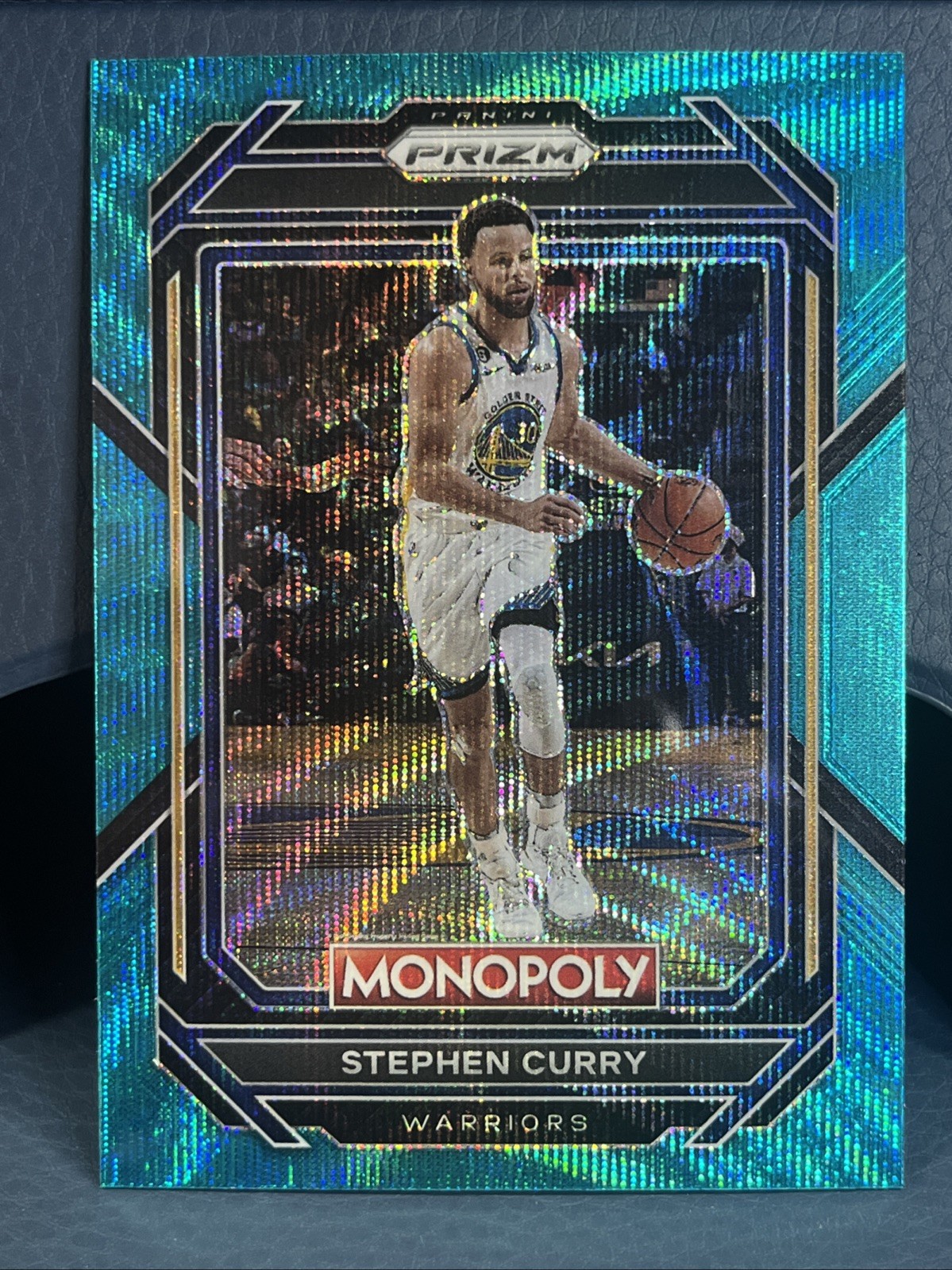 Stephen Curry 2022-23 Panini Monopoly Prizm TEAL WAVE Prizm #28 Warriors