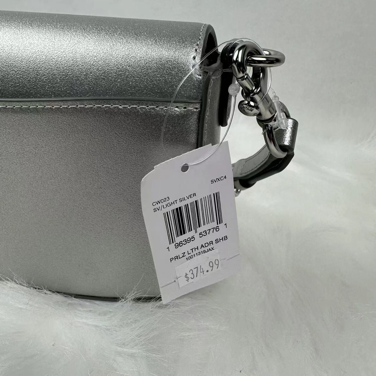 Borsa a tracolla Coach Andrea SMALL in pelle liscia argento argento chiaro CW023 nuova con etichette