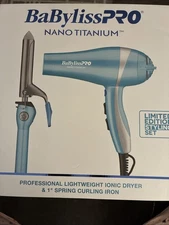 BaBylissPRO Nano Titanium  Ionic Hair Dryer and 1" Spring Curling Iron BNTPP68