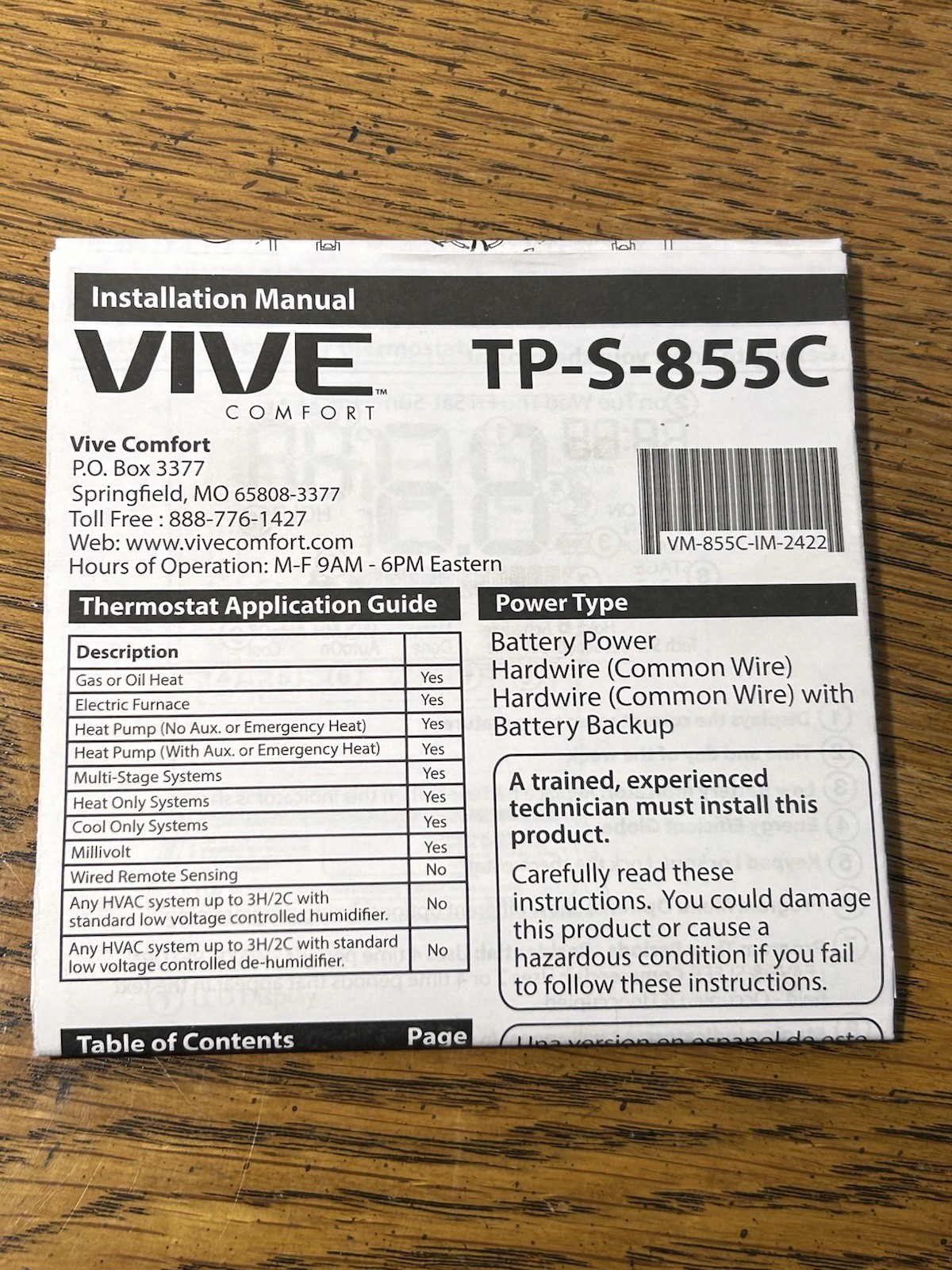 Vive Comfort TP-S-855C Residential/Commercial Thermostat 7-Day Programmable New
