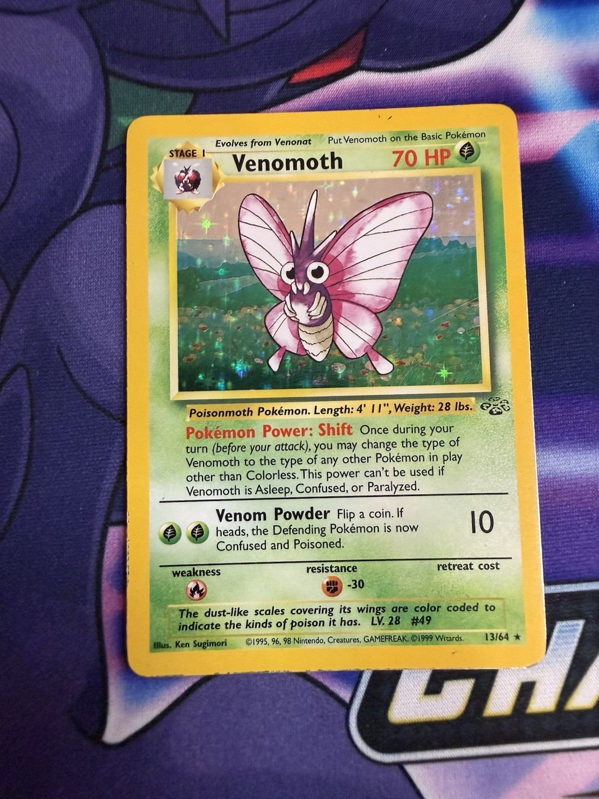 Venomoth 13/64 Jungle Holo Rare WOTC 1999 Pokemon Card